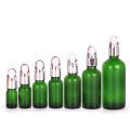 5ml 10ml 15ml 20ml 30ml 50ml 100ml green cosmetic essential oil serum glass dropper bottle with eye dropper